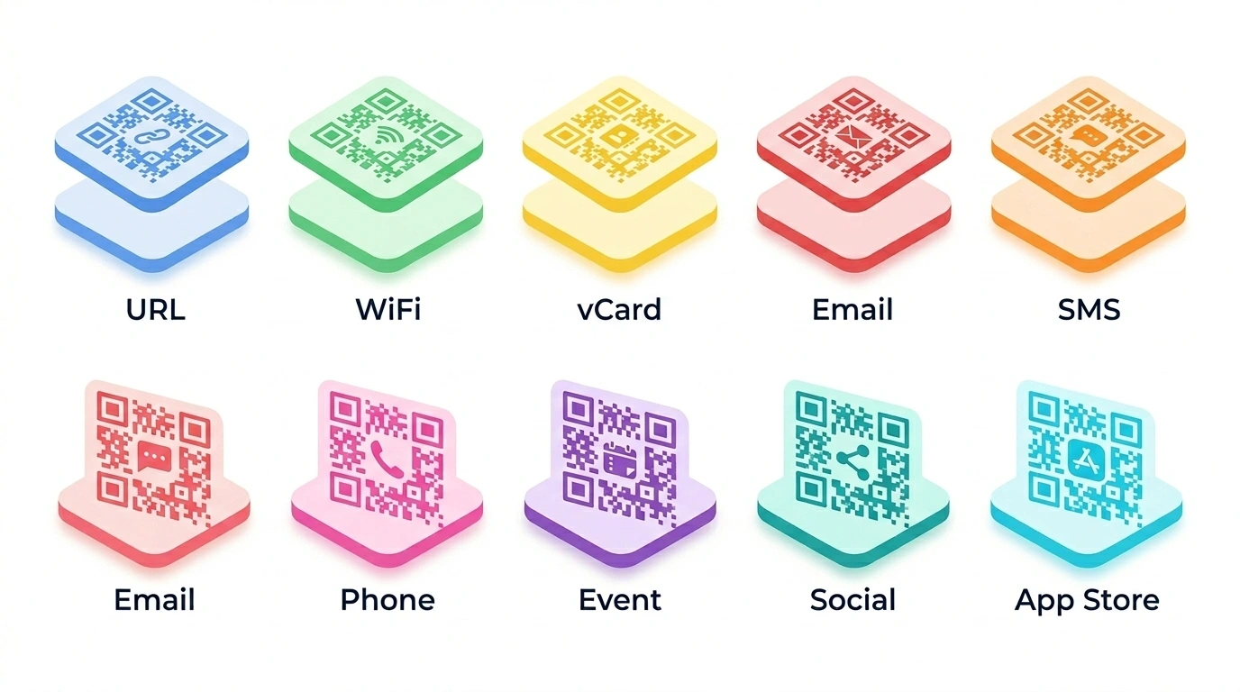 Every Type of QR Code Explained (URL, WiFi, vCard, SMS & More)